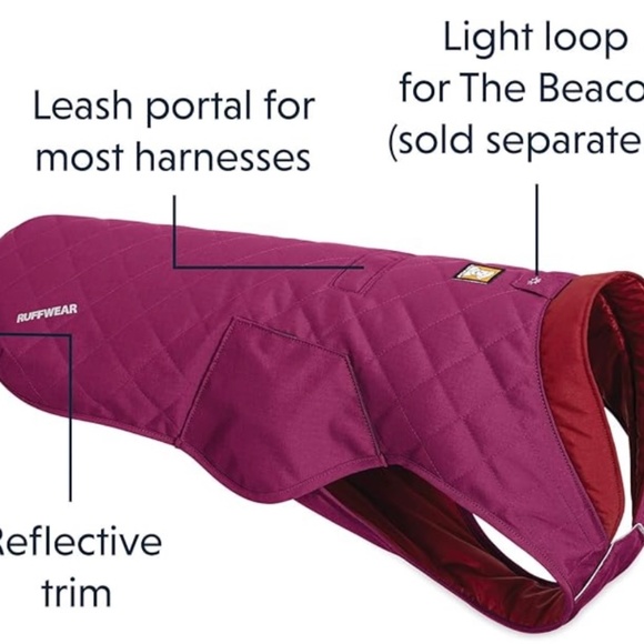 Ruffwear Stumptown Insulated, Reflective Cold Weather Jacket for Dogs, Larkspur - Picture 8 of 11